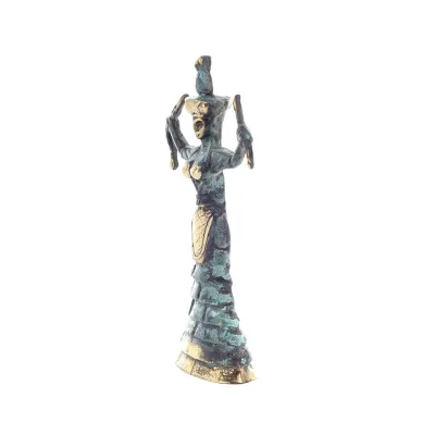 Snake Goddess, Fertility Goddess 19cm Bronze, Full Body Statue Bronze Ornament, Minoan Civilization, Ancient Greece Bronze 2 - g