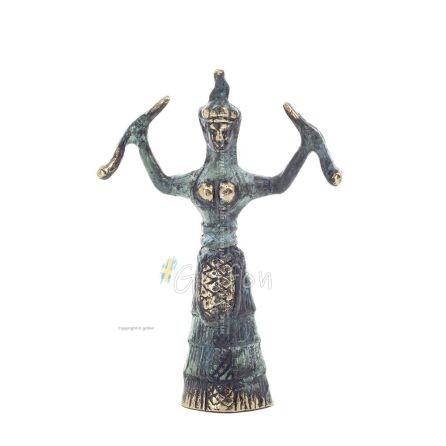 Snake Goddess, Fertility Goddess 13cm Brons, Helkroppsstaty Brons Ornament, Minoisk Civilisation, Antika Grekland Brons 1 - grif