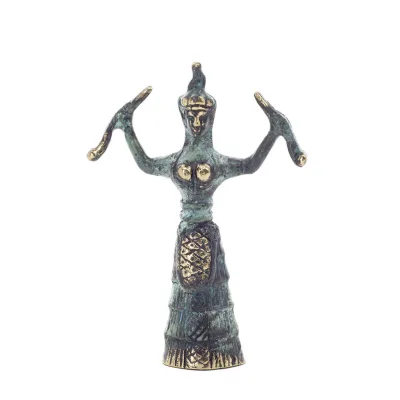 Snake Goddess, Fertility Goddess 13cm Bronze, Full Body Statue Bronze Ornament, Minoan Civilization, Ancient Greece Bronze 1 - g
