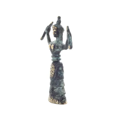 Snake Goddess, Fertility Goddess 13cm Bronze, Full Body Statue Bronze Ornament, Minoan Civilization, Ancient Greece Bronze 2 - g