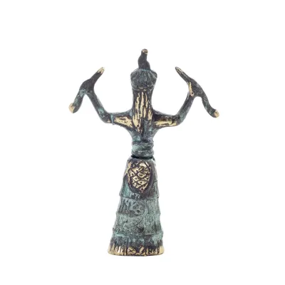 Snake Goddess, Fertility Goddess 13cm Bronze, Full Body Statue Bronze Ornament, Minoan Civilization, Ancient Greece Bronze 4 - g