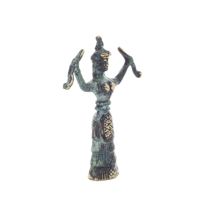 Snake Goddess, Fertility Goddess 13cm Bronze, Full Body Statue Bronze Ornament, Minoan Civilization, Ancient Greece Bronze 5 - g