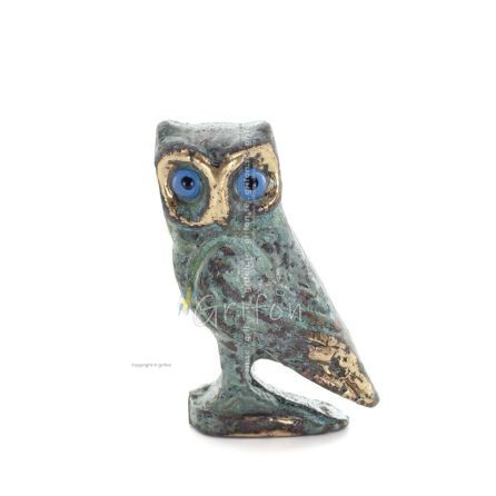 Owl or Glaucus: the sacred bird, symbol of wisdom, prudence, 6cm Full body statue Bronze decoration Bronze 1 - grifon.se