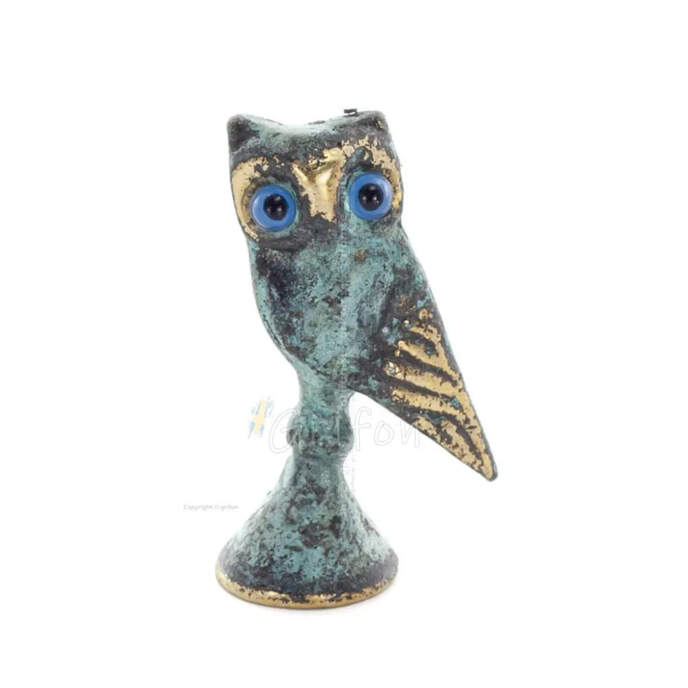 Owl or Glaucus: the sacred bird, symbol of wisdom, prudence, slab 4.5x2cm Full body statue Bronze decoration Bronze 1 - grifon.s