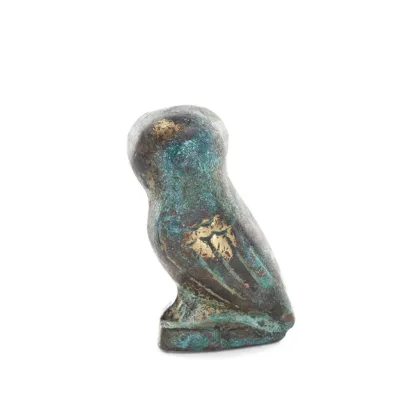 Uggla eller Glaucus: den heliga fågeln, symbol för visdom, försiktighet, 4,5 cm helkroppsstaty Bronsdekoration Brons 3 - grifon.
