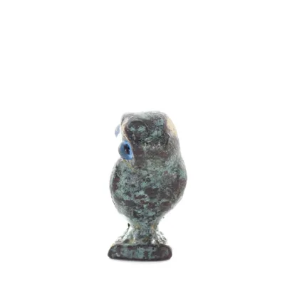 Uggla eller Glaucus: den heliga fågeln, symbol för visdom, försiktighet, 3 cm helkroppsstaty Bronsdekoration Brons 2 - grifon.se