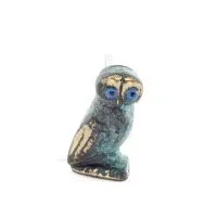 Uggla eller Glaucus: den heliga fågeln, symbol för visdom, försiktighet, 2,5x1,5 cm helkroppsstaty Bronsdekoration Brons 1 - gri