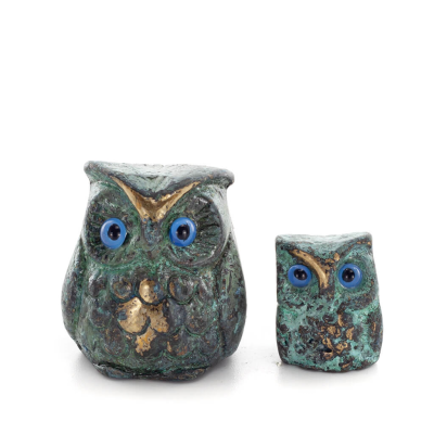 Owl or Glaucus: the sacred bird, symbol of wisdom, prudence, small 4x3cm Full body statue Bronze decoration Bronze 6 - grifon.se