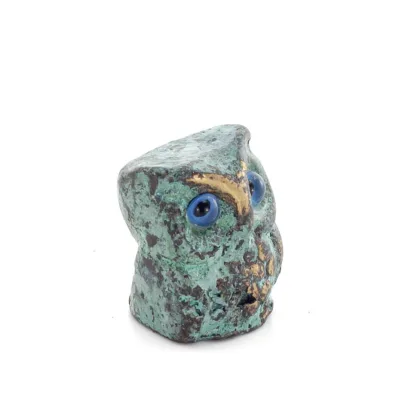Uggla eller Glaucus: den heliga fågeln, symbol för visdom, försiktighet, mini 2,5x2cm helkroppsstaty Dekorativ brons Brons 5 - g