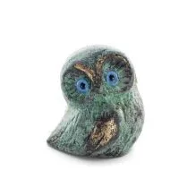 Uggla eller Glaucus: den heliga fågeln, symbol för visdom, försiktighet, liten 4x3 cm helkroppsstaty Bronsdekoration Brons 1 - g
