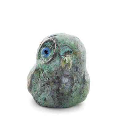 Uggla eller Glaucus: den heliga fÃ¥geln, symbol fÃ¶r visdom, fÃ¶rsiktighet, liten 4x3 cm helkroppsstaty Bronsdekoration Brons 2 - g