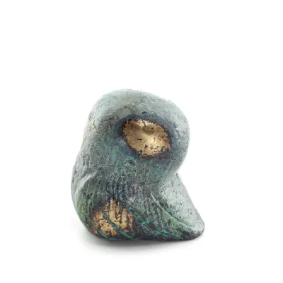 Uggla eller Glaucus: den heliga fågeln, symbol för visdom, försiktighet, liten 4x3 cm helkroppsstaty Bronsdekoration Brons 3 - g