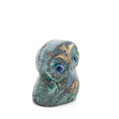 Uggla eller Glaucus: den heliga fågeln, symbol för visdom, försiktighet, mini 3x2,5 cm helkroppsstaty Bronsdekoration Brons 5 - 