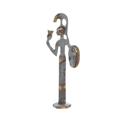 Athena or Athana or Athene: The goddess of wisdom with a helmet, shield & an owl in her hand 23 cm Full-body statue Bronze decor