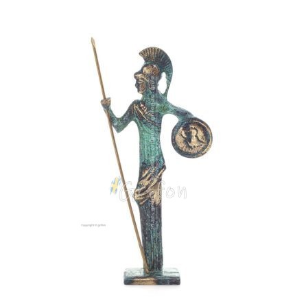 Athena or Athana or Athene: The goddess of wisdom 16cm with a spear, helmet, and shield with an owl Full-body statue Bronze Bron