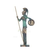 Athena or Athana or Athene: The goddess of wisdom 16cm with a spear, helmet, and shield with an owl Full-body statue Bronze Bron