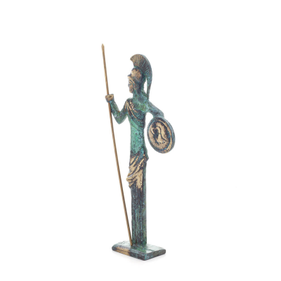 Athena or Athana or Athene: The goddess of wisdom 16cm with a spear, helmet, and shield with an owl Full-body statue Bronze Bron