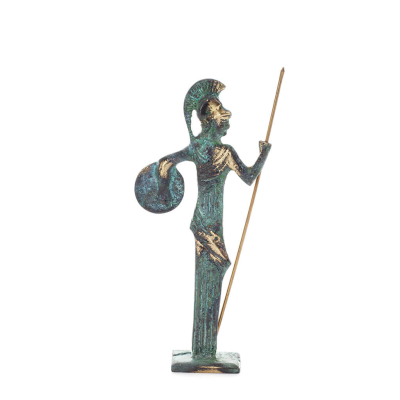 Athena or Athana or Athene: The goddess of wisdom 16cm with a spear, helmet, and shield with an owl Full-body statue Bronze Bron