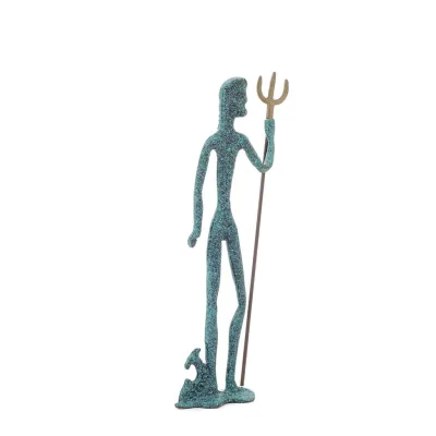 Poseidon: Havets gud, jordbävningar, jorden, stormar och ord 29x7cm helkroppsstaty bronsdekoration, antikens Grekland Brons 3 - 