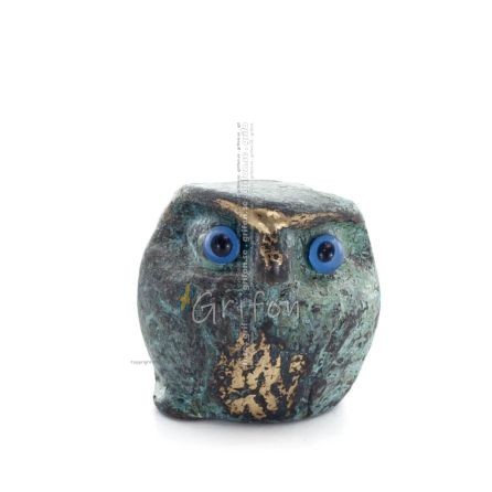 Owl or Glaucus: the sacred bird, symbol of wisdom, prudence, mini 2.5x2.7cm Full body statue Bronze decoration Bronze 1 - grifon