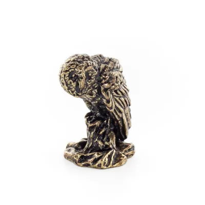 Uggla eller Glaucus: den heliga fågeln, symbol för visdom, försiktighet, 3 cm helkroppsstaty Bronsdekoration Brons 5 - grifon.se