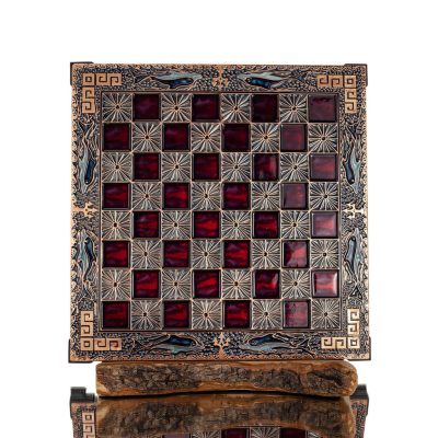 Chessboard copper enamel 28x28cm meandering dolphin, Chess, board game Backgammon, Chess 1 - grifon.se 