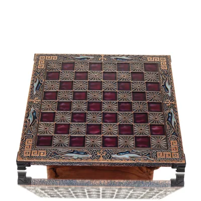 Σκακιέρα χάλκινη σμάλτο 28x28cm μαίανδρος δελφίνι, Σκάκι, επιτραπέζιο παιχνίδι Τάβλι, Σκάκι 5 - grifon.se 