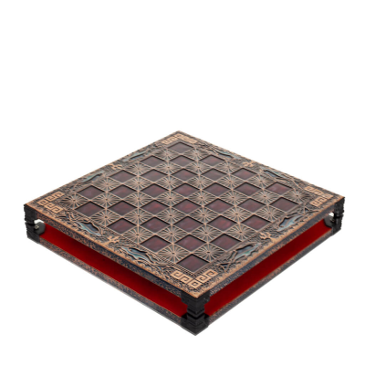 SchackbrÃ¤de kopparemalj 28x28cm slingrande delfin, schack, brÃ¤dspel Backgammon, Schack 6 - grifon.se 