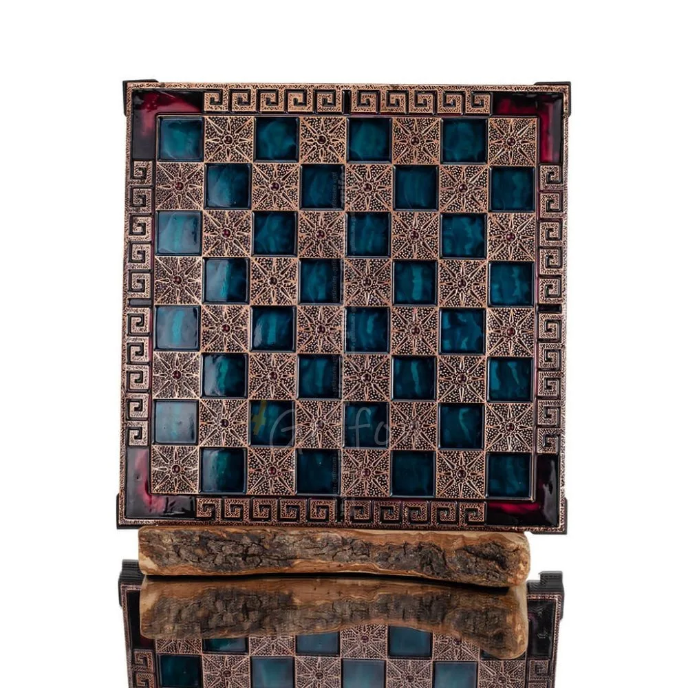 Chess board copper enamel 28x28cm meander Vergina, Chess, board game Backgammon, Chess 1 - grifon.se 