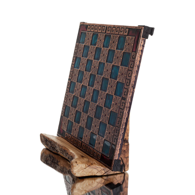 SchackbrÃ¤de kopparemalj 28x28cm meander Vergina, Schack, brÃ¤dspel Backgammon, Schack 2 - grifon.se 