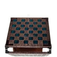 Schackbräde kopparemalj 28x28cm meander Vergina, Schack, brädspel Backgammon, Schack 5 - grifon.se 