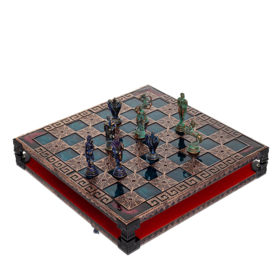 SchackbrÃ¤de kopparemalj 28x28cm meander Vergina, Schack, brÃ¤dspel Backgammon, Schack 7 - grifon.se 