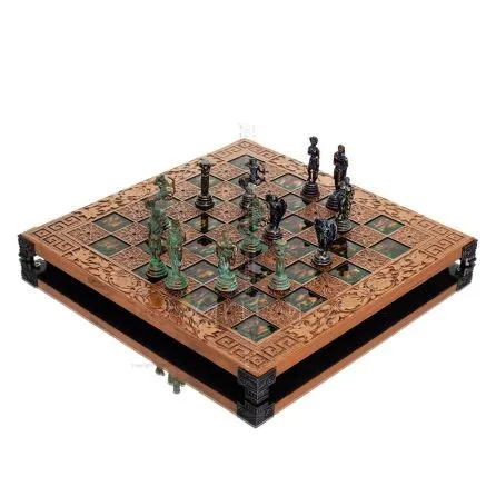 Chessboard copper enamel 30x30cm meander flower, Chess, board game Backgammon, Chess 1 - grifon.se 