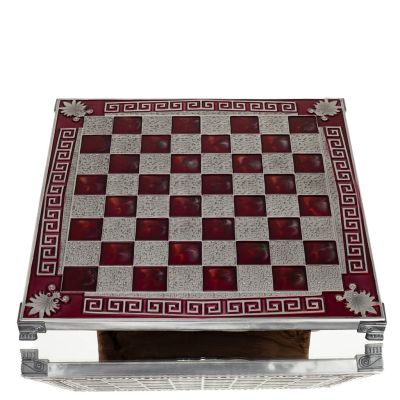 SchackbrÃ¤de kopparemalj 30x30cm meander acrokeramo, Schack, brÃ¤dspel Backgammon, Schack 5 - grifon.se 