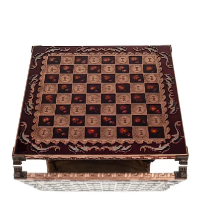 Brons emalj schackbräde 30x30cm Kolumn, kolumn, Schack, brädspel Backgammon, Schack 5 - grifon.se 
