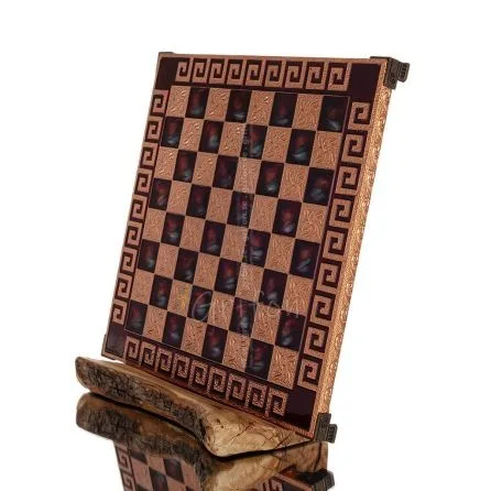 Schackbräde kopparemalj 30x30cm Meander, Schack, brädspel Backgammon, Schack 1 - grifon.se 