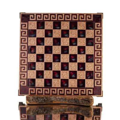 Schackbräde kopparemalj 30x30cm Meander, Schack, brädspel Backgammon, Schack 2 - grifon.se 