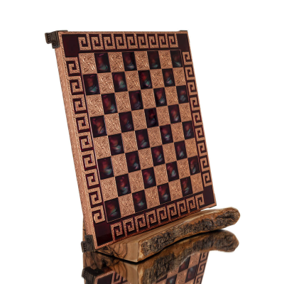 SchackbrÃ¤de kopparemalj 30x30cm Meander, Schack, brÃ¤dspel Backgammon, Schack 4 - grifon.se 