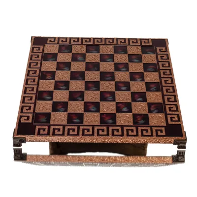 Schackbräde kopparemalj 30x30cm Meander, Schack, brädspel Backgammon, Schack 5 - grifon.se 