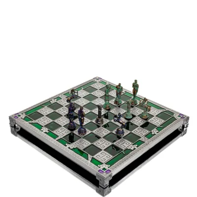 Schackbräde kopparemalj 30x30cm blomma, Schack, brädspel Backgammon, Schack 7 - grifon.se 