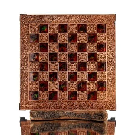 Schackbräde kopparemalj 30x30cm gren, Schack, brädspel Backgammon, Schack 1 - grifon.se 