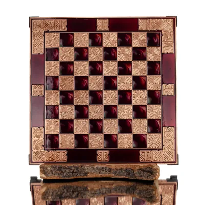 Schackbräde kopparemalj 30x30cm klassisk, Schack, brädspel Backgammon, Schack 1 - grifon.se 