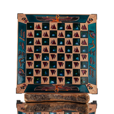 Brons emalj schackbrÃ¤de 30x30cm egyptiskt, schack, brÃ¤dspel Backgammon, Schack 1 - grifon.se 