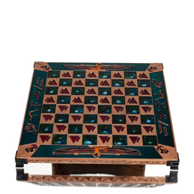 Brons emalj schackbräde 30x30cm egyptiskt, schack, brädspel Backgammon, Schack 5 - grifon.se 