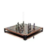Brons emalj schackbräde 30x30cm egyptiskt, schack, brädspel Backgammon, Schack 6 - grifon.se 