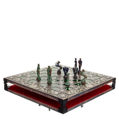 Brons emalj schackbräde 33x33cm makedonska, schack, brädspel Backgammon, Schack 6 - grifon.se 