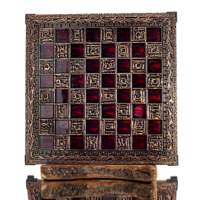 Chessboard copper enamel 33x33cm olive, Chess, board game Backgammon, Chess 1 - grifon.se 