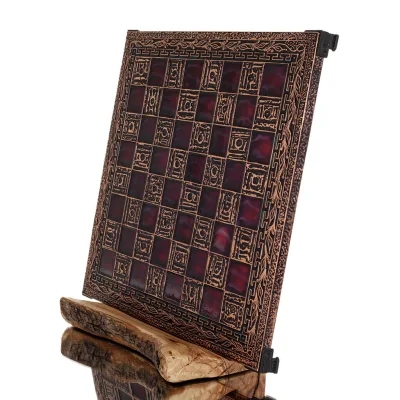 Schackbräde kopparemalj 33x33cm oliv, Schack, brädspel Backgammon, Schack 2 - grifon.se 
