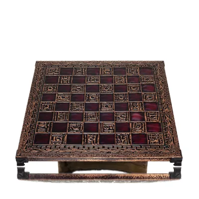 Schackbräde kopparemalj 33x33cm oliv, Schack, brädspel Backgammon, Schack 5 - grifon.se 