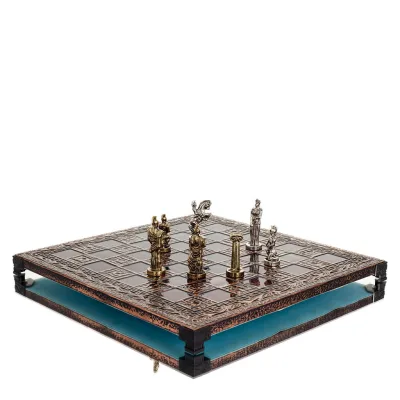 Schackbräde kopparemalj 33x33cm oliv, Schack, brädspel Backgammon, Schack 6 - grifon.se 